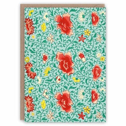'Red Flowers' – Chinese pattern greetings card by The Pattern Book