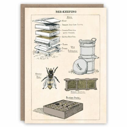 Greeting card illustrating beekeeping equipment