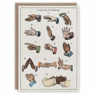 Greeting card illustrating hand gestures and their meanings