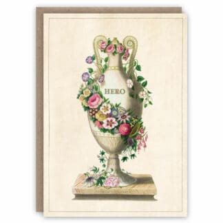 Hero greeting card depicting a classical vase witih a garland of flowers